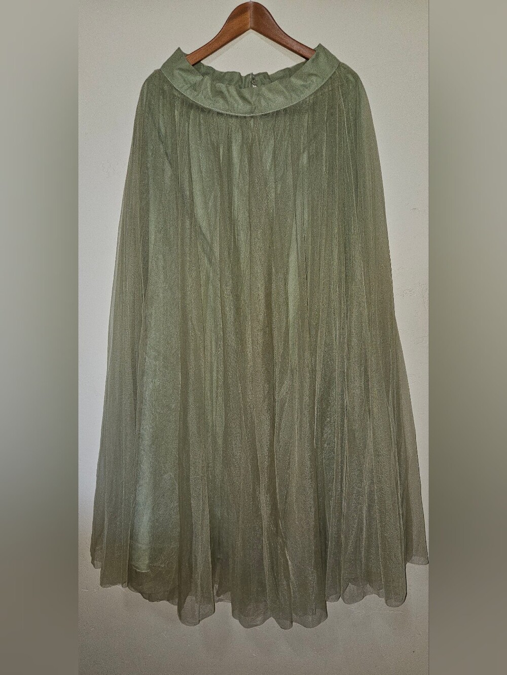Olive Green Tulle Maxi Skirt